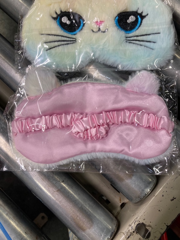 Photo 1 of 8 Pcs Cute Sleep Eye Mask for Kids Eye Mask for Kids Soft Lightweight Plush Blindfold Funny Animal Sleeping Mask Eye Cover Eye Shade for Kids Girls Women Home Traveling Nap Night (Cat)