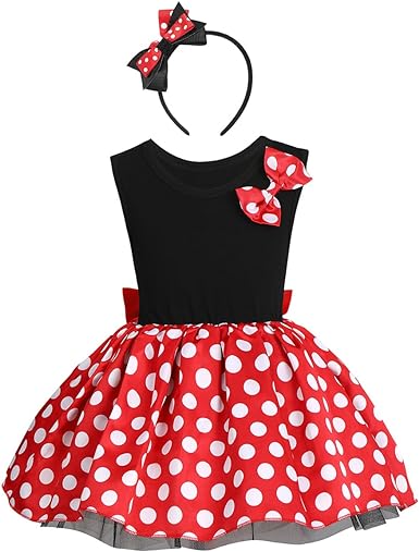 Photo 1 of IBTOM CASTLE Baby Girl Polka Dots Princess Costume Birthday Fancy Dress up Party Cosplay Ears Dance Clothing Set