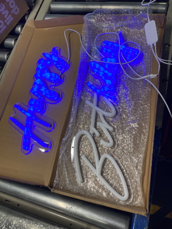 Photo 1 of 2PCS Colorful Big Happy Birthday Neon Signs with Remote Controller, Smart Customize Color Large Neon Sign for Wall Decor, Rainbow Dream Color Led Neon Light Sign for All Age Birthday Party Gift E-C-Birthday Dream Color