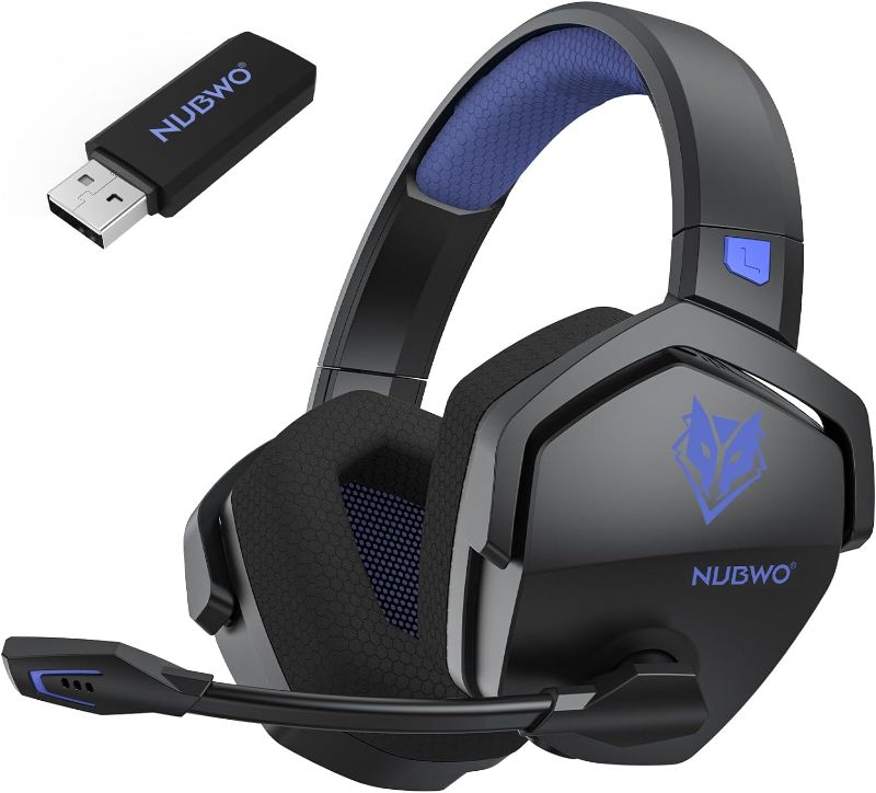 Photo 1 of NUBWO G06 Dual Wireless Gaming Headset with Microphone for PS5, PS4, PC, Mobile, Switch: 2.4GHz Wireless + Bluetooth - 100 Hr Battery - 50mm Drivers - Blue