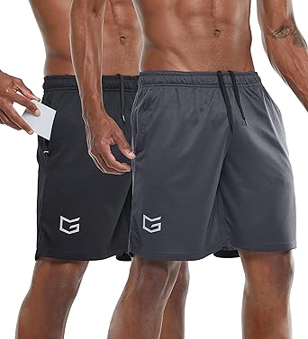 Photo 1 of G Gradual Men's 7" Workout Running Shorts Quick Dry Lightweight Gym Shorts with Zip Pockets