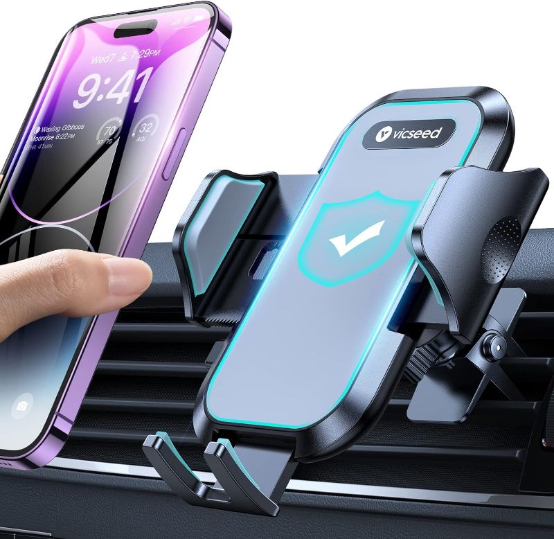 Photo 1 of VICSEED Car Phone Holder Mount [All-Round Silicone Protection][Doesn't Slip&Drop] Air Vent Cell Phone Holder for Car Hands Free Easy Clamp Cradle in Vehicle for iPhone Samsung Android Smartphone