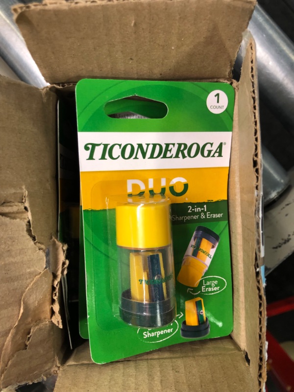 Photo 3 of Dixon Ticonderoga Duo Sharpener/Eraser, Green and Yellow, 1 Count