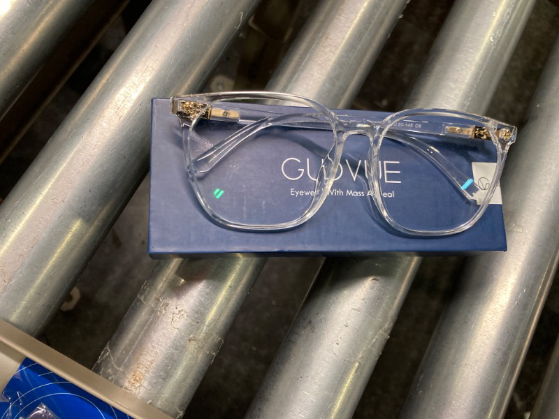 Photo 3 of GUDVUE Oversized Blue Light Glasses, Computer Reading/Gaming/Phones Glasses, Anti Glare/UV400/Eye Strain, Large Square Frame, Clear Crystal Clear