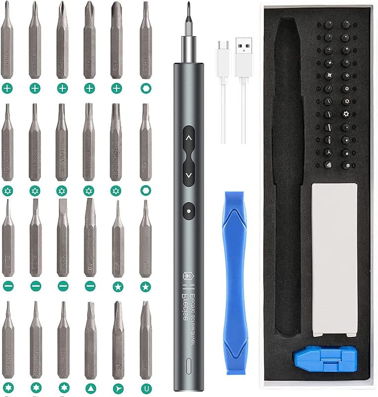 Photo 1 of AMIR Electric Screwdriver 28-in-1 Cordless Mini Power Precision Screwdriver Set with 24 Bits, Rechargeable Repair Tool Kit for Phones Watch Laptops
