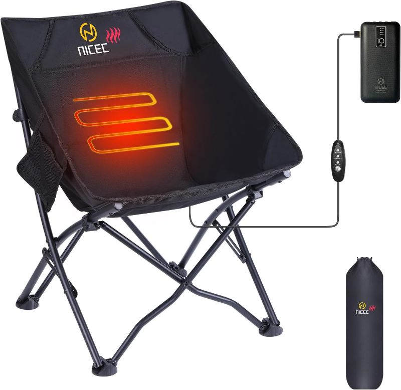 Photo 1 of ***MISSING POWER BANK*** 

Nice C Heated Camping Chairs, Fold Chair, Portable Chair, Backpacking Chair, Compact & Heavy Duty Outdoor, Travel, Picnic, Festival with 2 Side Pockets&Carry Bag, Power Bank Included
