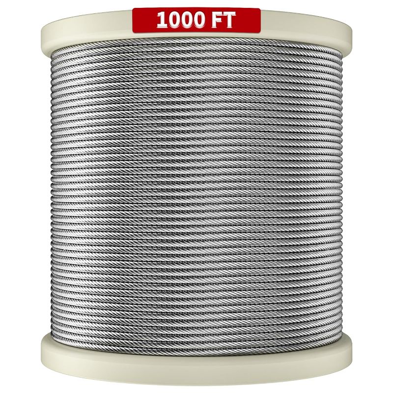 Photo 1 of LuckIn 1000FT Premium Deck Railing Cable - 1/8" Diameter T316 Stainless Steel Cable, 7x7 Strands Wire Railing Hardware