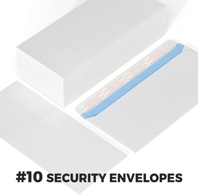 Photo 1 of CREGEAR #10 Envelopes Self Seal Security Tinted Envelopes (600Ct) for Privacy & Business, Peel and Seal, NO Window, Letter Size 4-1/8 x 9-1/2 Inches, 24 LB,White