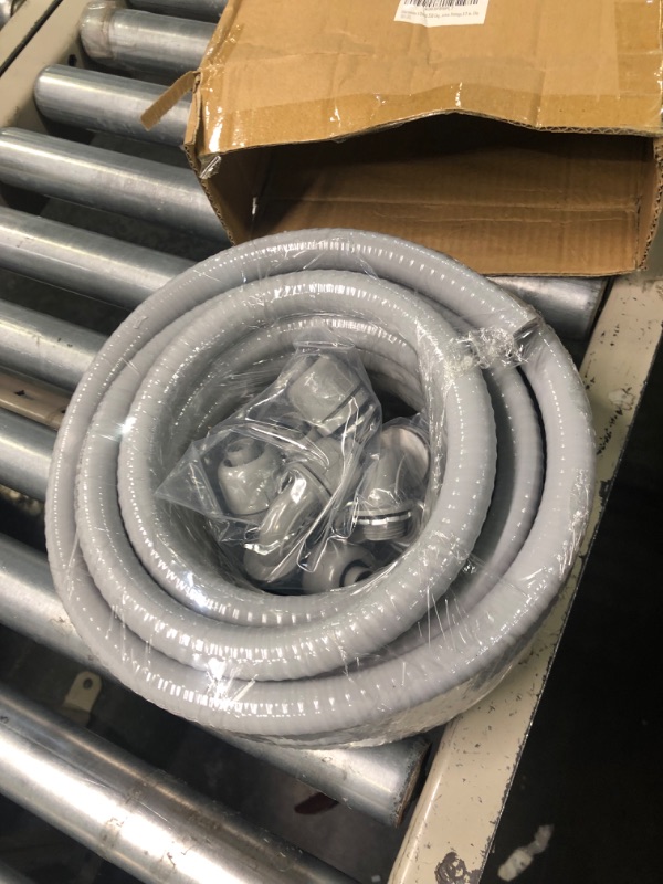 Photo 2 of 1/2inch 25ft Liquid-Tight Conduit and Connector Kit,Flexible Non Metallic Liquid Tight Electrical Conduit Kit with 5 Straight and 3 90-Degree Conduit Connector Fittings,1/2 in. Dia