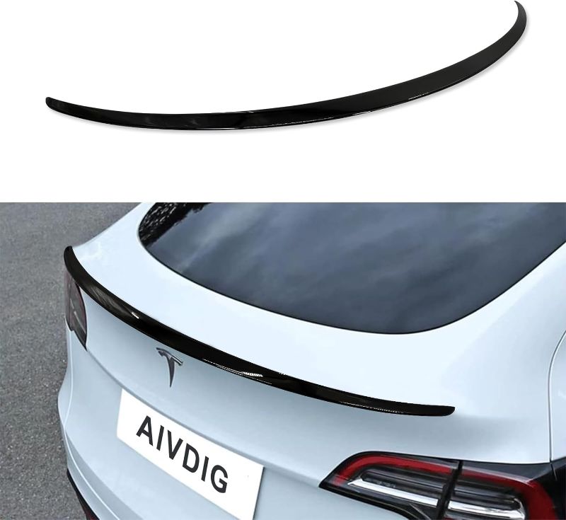 Photo 1 of Fit Tesla Model Y Spoiler Rear Spoiler Wing 2020-2023 Tesla Model Y Rear Trunk Lip, Sporty Appearance Tesla Model Y Accessories Trunk Spoiler, Matte Black Model Y Matte Black