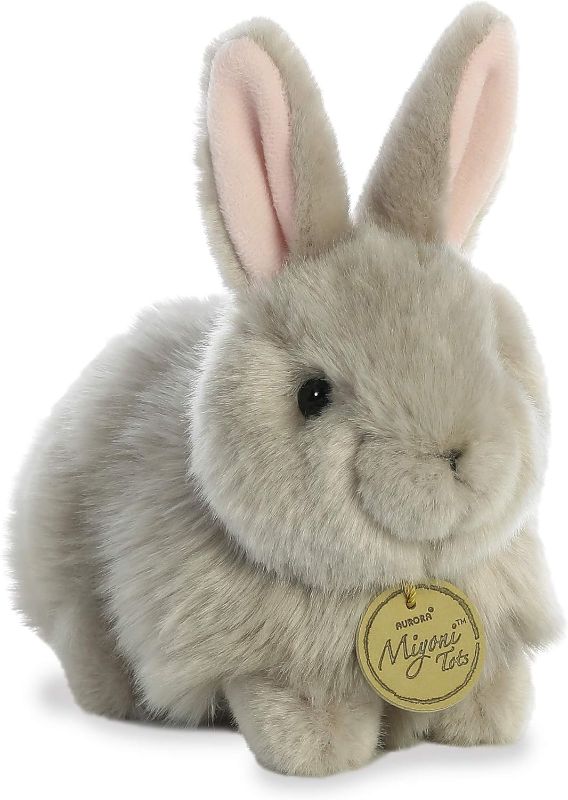 Photo 1 of Aurora® Realistic Miyoni® Angora Bunny Grey Stuffed Animal - Lifelike Detail - Cherished Companionship pack of 5