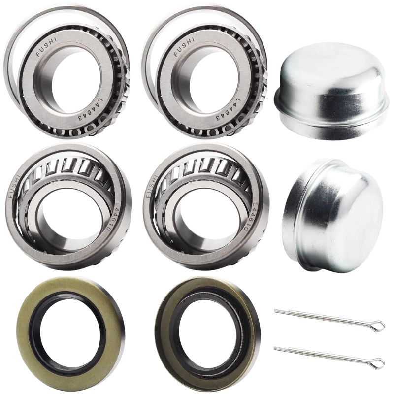 Photo 1 of 2 Set Fits for 1'' Axles Trailer Wheel Hub Bearings Kit, L44643/L44610,1.000" ID, 1.980" OD, 0.580" Width?12192TB Seal OD 1.980'',Dust Cover and Cotter Pin.