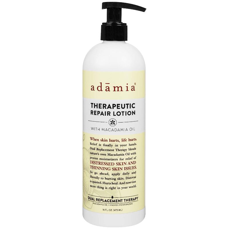 Photo 1 of Adamia Therapeutic Repair Lotion with Macadamia Nut Oil and Promega-7, 16 Fl Oz Bottle- Fragrance Free, Paraben Free, Non GMO, White