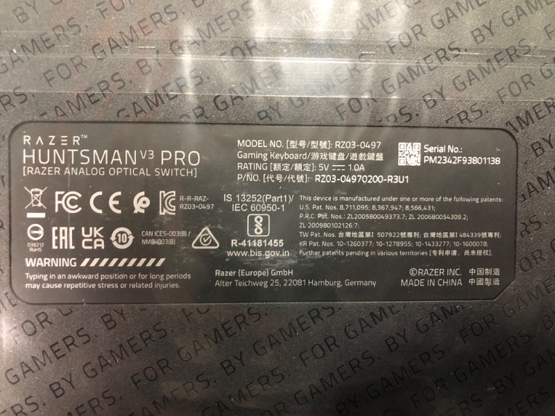 Photo 1 of Razer Huntsman V3 Pro Esports Gaming Keyboard: Analog Optical Switches with Rapid Trigger & Adjustable Actuation - Media Keys & Dial - Doubleshot PBT Keycaps - Aluminum Top Plate - Wrist Rest