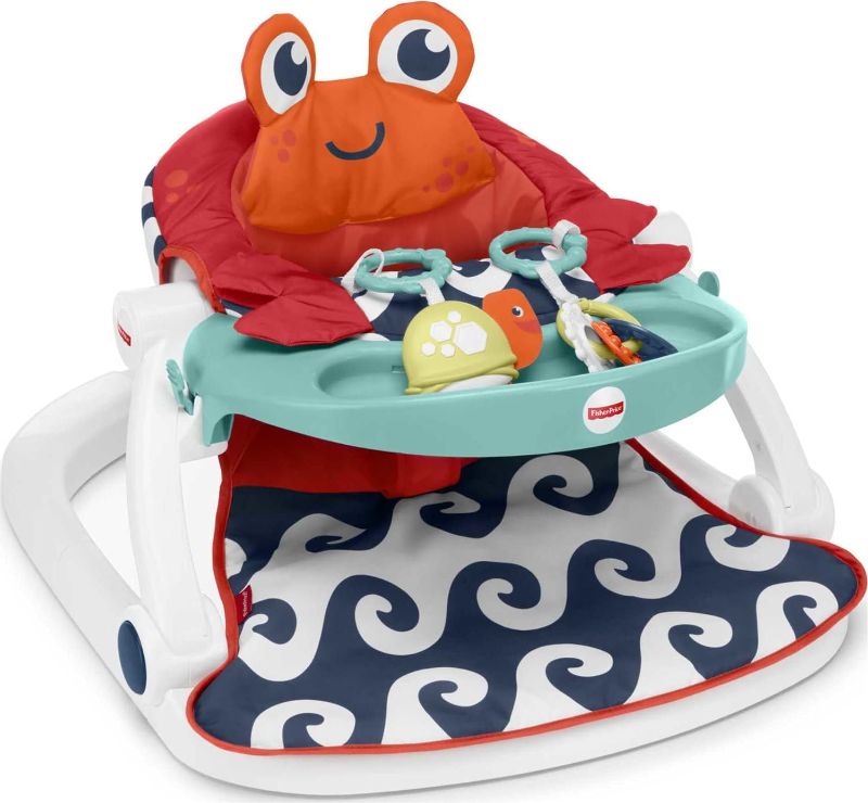 Photo 1 of Fisher-Price Portable Baby Chair Sit-Me-Up Floor Seat With Snack Tray And Developmental Toys, Crinkle & Squeaker Seat Pad, Crab 