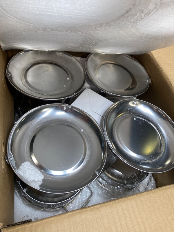 Photo 1 of 1QT Chafing Dishes for Buffet of 4, Round Chafing Dishes Buffet Set with Glass Lid, Individual Single Shabu Hot Pot, Stainless Steel Chafers and Buffet Warmers Sets for Parties, Weddings