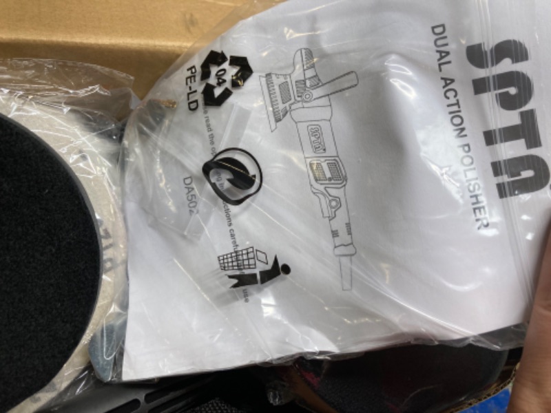 Photo 3 of *** NOT FUNCTIONAL**** SELLING AS PARTS****
****** MAJOR DAMAGED******
Buffer Polisher, SPTA 5-Inch 125mm Dual Action Random Orbital Car Polisher,Car Detailing Kit, 4Pcs 5inch & 4Pcs 6Inch Polishing Pad,Packing Bag for Car Polishing and Waxing--DAPSET-US
