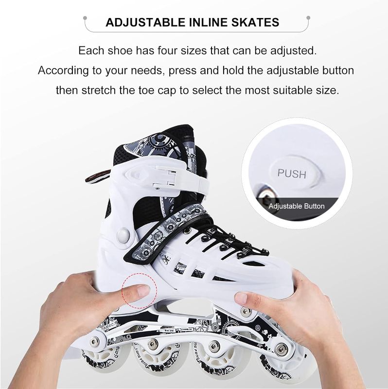 Photo 1 of 4 Types Size Adjustable Inline Skates Kids Adults for Outdoor Flash Men and Women Roller Skates Beginners Featuring All Illuminating Wheels Roller Shoes Pu High Elastic Wear Wheel
