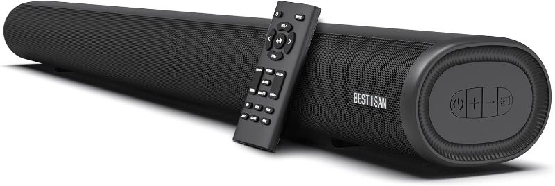 Photo 1 of BESTISAN Sound Bar, 80 watts 33.5 inch Sound Bars for TV with Bluetooth 5.0, 3 EQs, Bass Adjustable, HDMI-ARC/Optical/Coaxial/Aux/USB Connection for Home Theater, Gaming, PC, Projectors, 2024 Version 