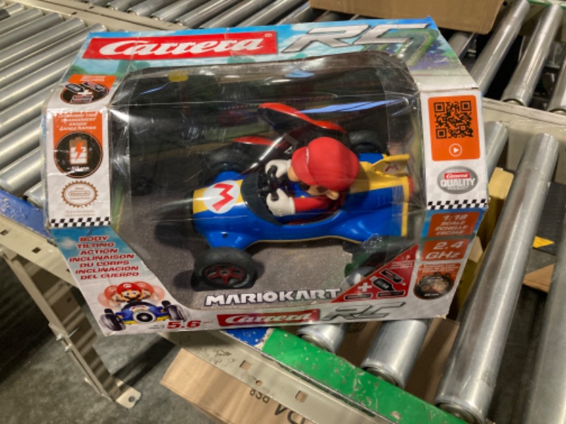 Photo 2 of Carrera 181066 RC Official Licensed Kart Mach 8 Mario 1: 18 Scale 2.4 Ghz Remote Radio Control Car with Rechargeable Lifepo4 Battery - Kids Toys Boys/Girls Mario Kart Mach 8 - Mario