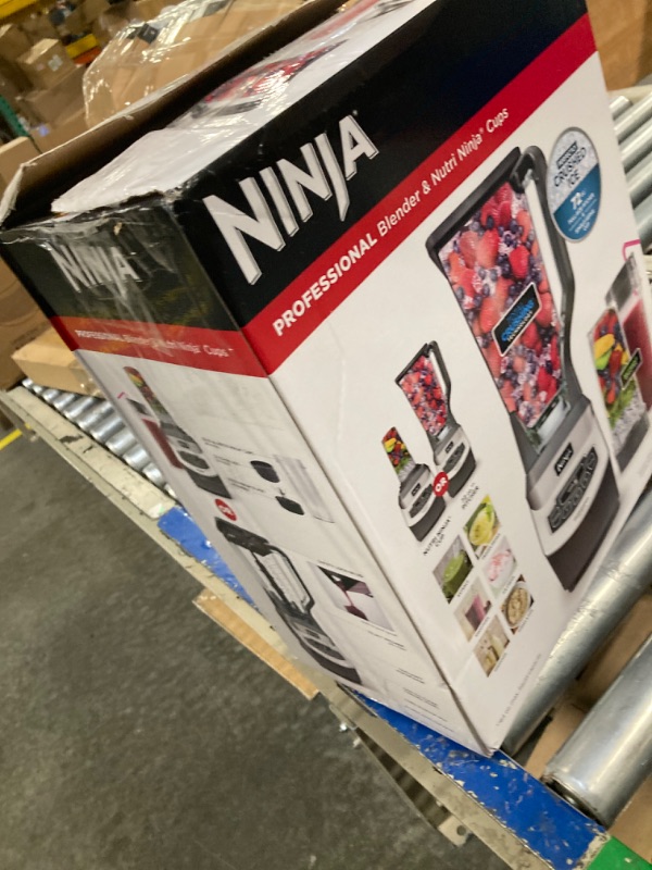 Photo 2 of **FOR PARTS**Ninja BL660 Professional Compact Smoothie & Food Processing Blender, 1100-Watts, 3 Functions for Frozen Drinks, Smoothies, Sauces, & More, 72-oz.* Pitcher, (2) 16-oz. To-Go Cups & Spout Lids, Gray 1100 Watts with Single Serve