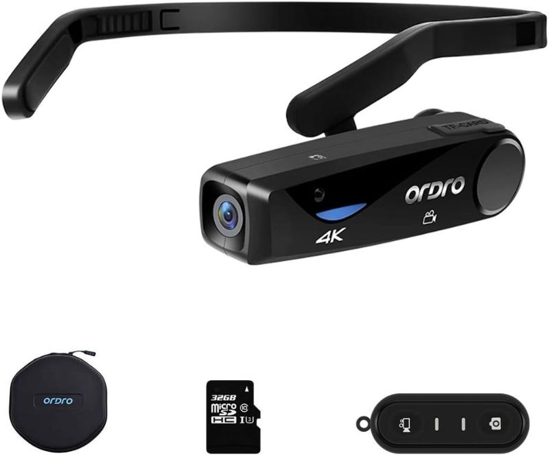 Photo 1 of ORDRO Camcorder 4K Head Mounted Camera EP6 Wearable Video Camera FHD 1080P 60FPS Vlog Camera Recorder WiFi Hands-Off Camera Webcam (32GB MicroSDHC U1 Memory Card Included)