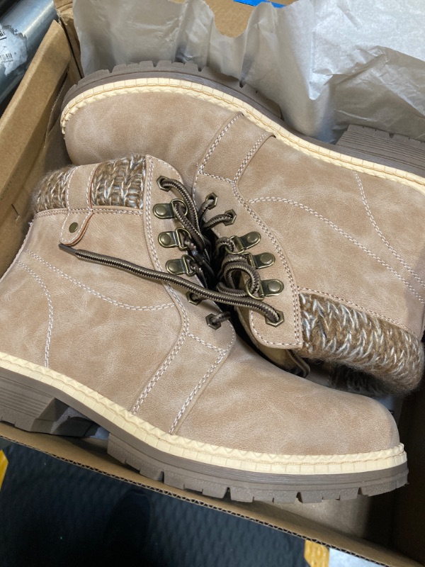 Photo 1 of ANJOUFEMME Casual Winter Hiking Boots For Women - Womens Outdoor Snow Ankle Boots Waterproof Lightweight Lace up Fur Lined Walking Hiking Shoes 10 18-winter-light Brown