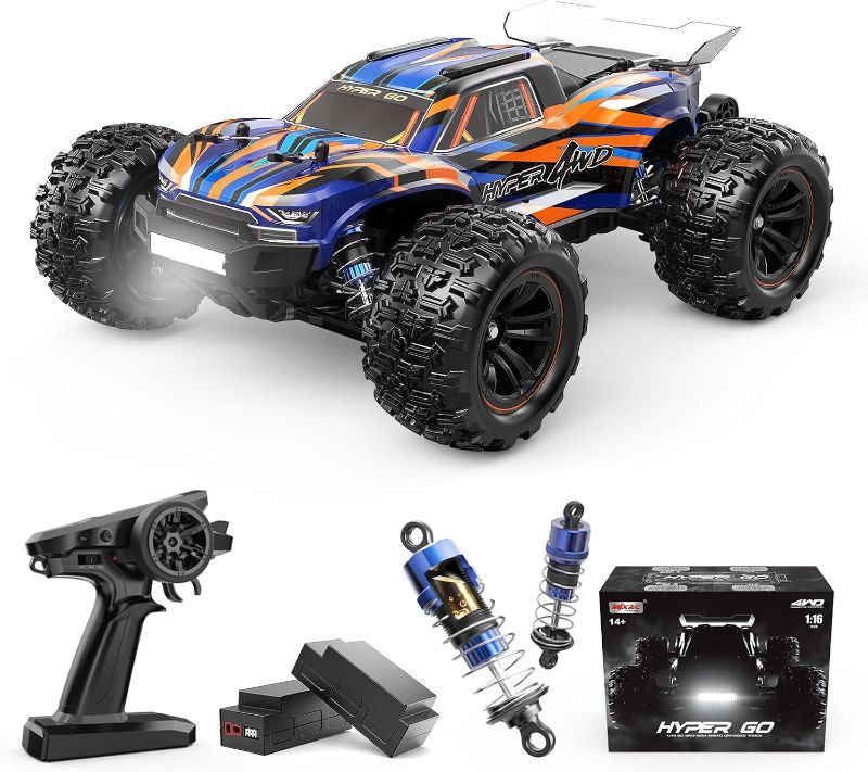 Photo 1 of Limited-time deal: HYPER GO H16DR 1:16 Scale Ready to Run Fast Remote Control Car, High Speed Jump RC Monster Truck, Off Road RC Cars, 4WD All Terrain RTR RC Truck with 2 LiPo Batteries for Boys and Adults
