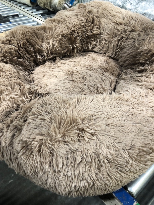 Photo 1 of Bedsure Calming Dog Bed for Small Dogs - Donut Washable Small Pet Bed, 23 inches Anti-Slip Round Fluffy Plush Faux Fur Large Cat Bed, Fits up to 25 lbs Pets, Camel
