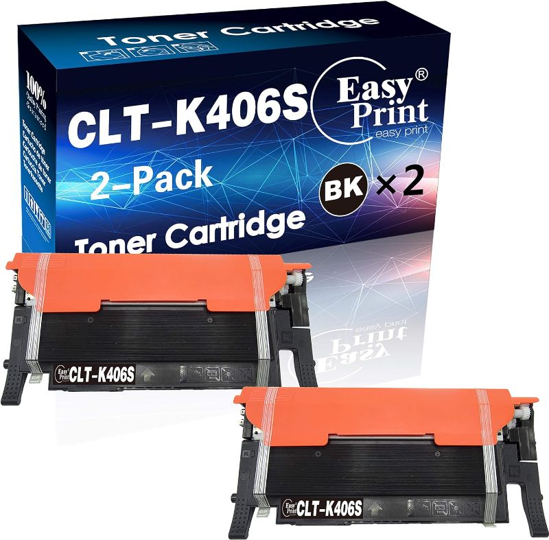 Photo 1 of EASYPRINT (2X Black) Compatible 406S CLT-406S Toner Cartridge CLT-K406S Used for Samsung CLP-360/365/366W, CLX-3303/3305/3306, SL-C460FW/C463W Printer, (2-Pack)