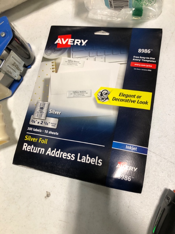 Photo 2 of Avery Printable Return Address Labels, 0.75" x 2.25", Silver Foil, 300 Blank Mailing Labels (08986) 300 Labels Labels