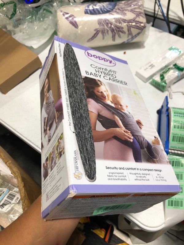 Photo 1 of Boppy Baby Carrier - ComfyFit, Heathered Gray with Waist Pocket, 3 Carrying Positions, 0m+ 8-35lbs, Soft Yoga-Inspired Fabric with Integrated Storage Pouch, 1 Count (Pack of 1) Original ComfyFit Baby Carrier Heathered Gray