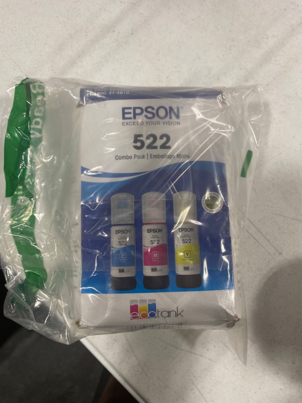 Photo 2 of EPSON T522 EcoTank Ink Ultra-high Capacity Bottle Color Combo Pack (T522520-S) & T522 EcoTank Ink Ultra-high Capacity Bottle Cyan (T522220-S) for Select Epson EcoTank Printers Ink + Ink Bottle Cyan