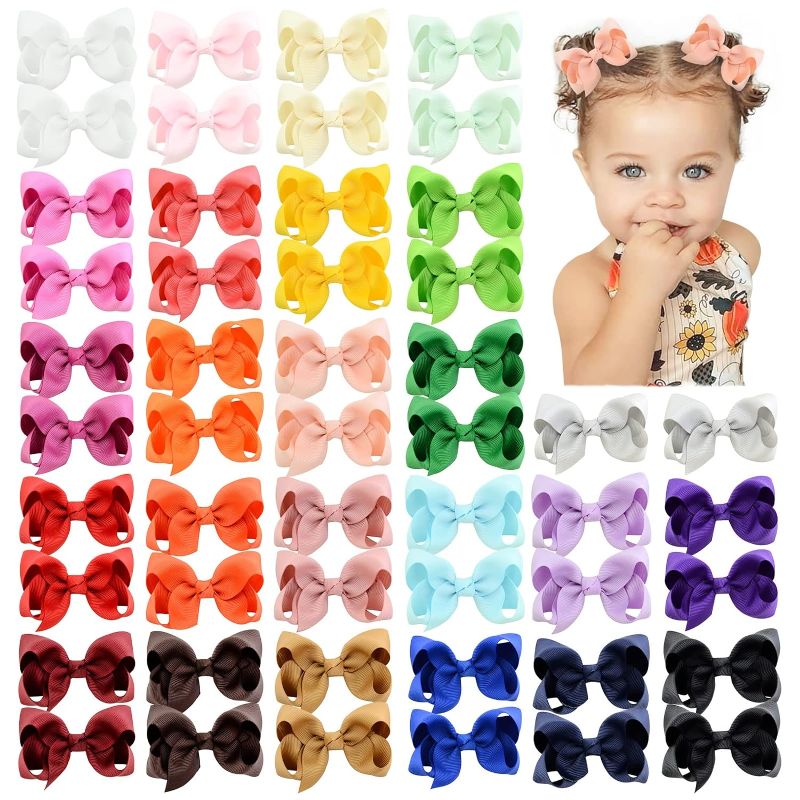 Photo 1 of 50PCS 3Inch Hair Bows for Girls Grosgrain Ribbon Toddler Hair Accessories with Alligator Clips for Toddlers Baby Girls Kids Teens in Pairs