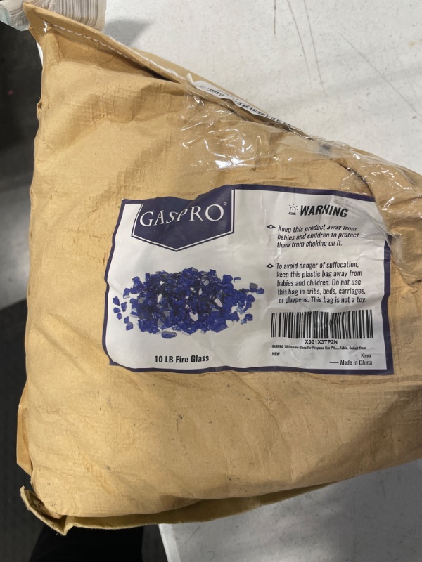 Photo 1 of GASPRO 10 lbs Fire Glass for Propane Fire Pit, 1/2-Inch Reflective Fireplace Glass Rocks for Fire Pit Table, Cobalt Blue