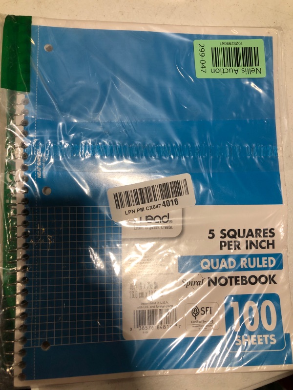 Photo 3 of Mead Spiral Notebook, 1-Subject, Graph Ruled Paper, 10-1/2" x 8", 100 Sheets, Blue (05676AY7)