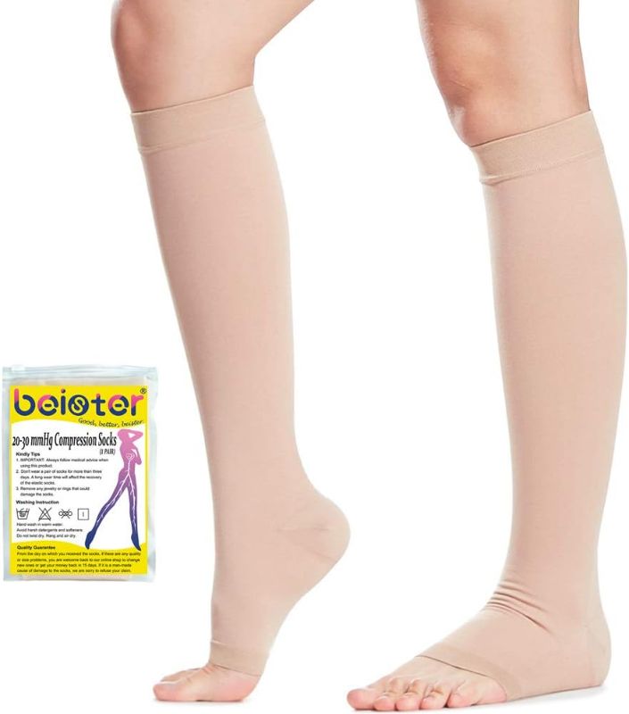 Photo 1 of Beister 20-30 mmHg Knee High Compression Socks for Women Men Calf Varicose Veins xl
