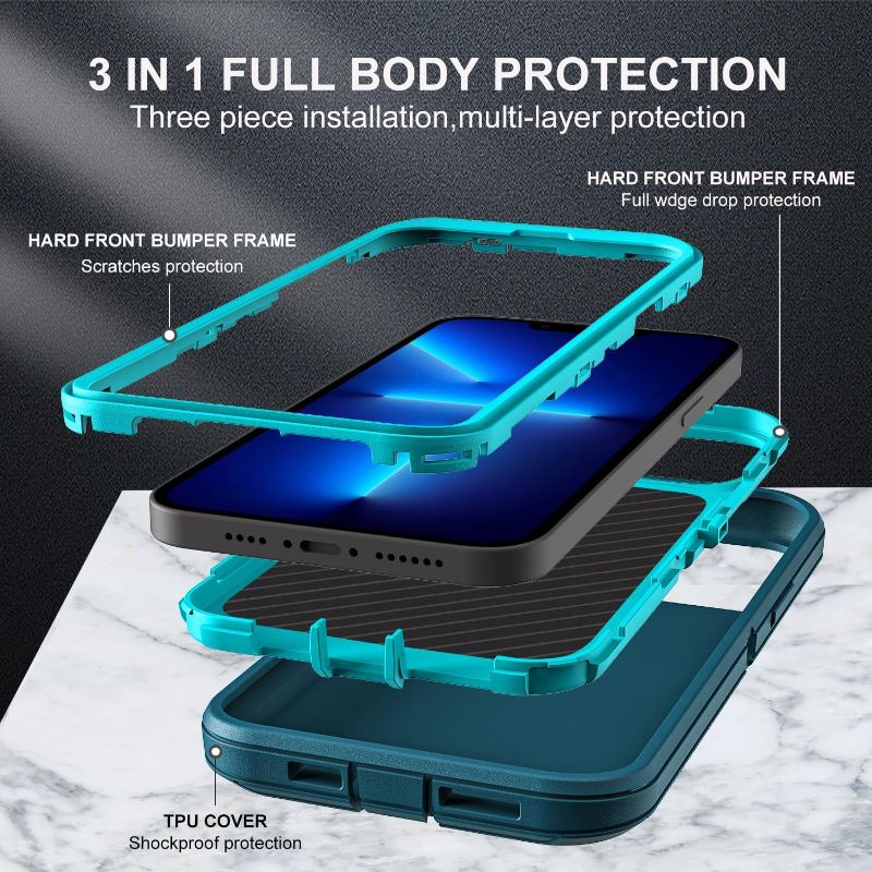 Photo 1 of Defender for iPhone 13 Pro Case (Teal/Turquoise)