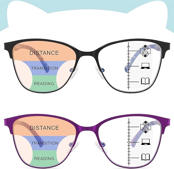 Photo 1 of SUNAMOY Progressive Multifocus Reading Glasses Women Bifocal No Line Multifocal Reader Blue Light Computer Frame Eyeglasses