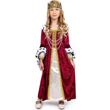 Photo 1 of Dress-up-America Queen Costume for Girls - Kids Renaissance Princess Costume - Royal Gown and Crown Set
