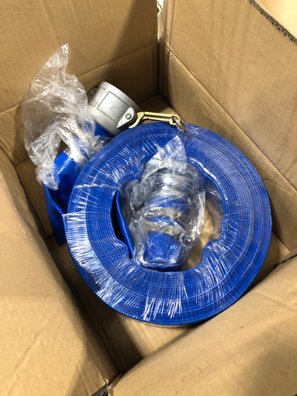 Photo 3 of 2" x 100' Blue PVC Backwash Hose for Swimming Pools, Heavy Duty Discharge Hose Reinforced Pool Drain Hose with Aluminum Camlock C and E Fittings