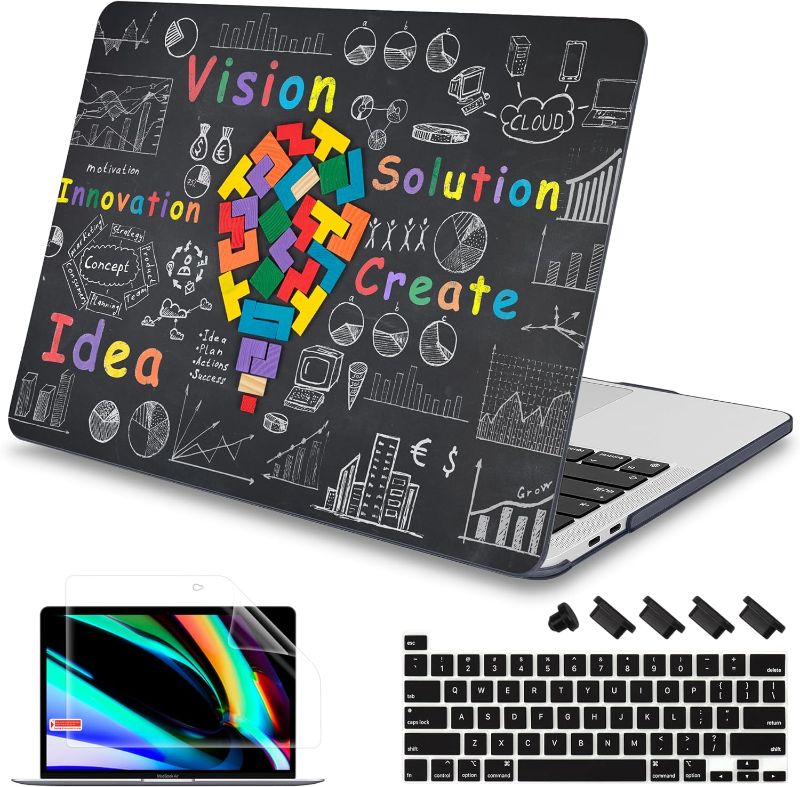 Photo 1 of Mektron for MacBook Pro 16 inch Case A2141 with Touch Bar and Touch ID (2020 2019 Release), Geometric Blackboard Hard Shell Case Cover with Keyboard Skin & Screen Protector & Dust Plug