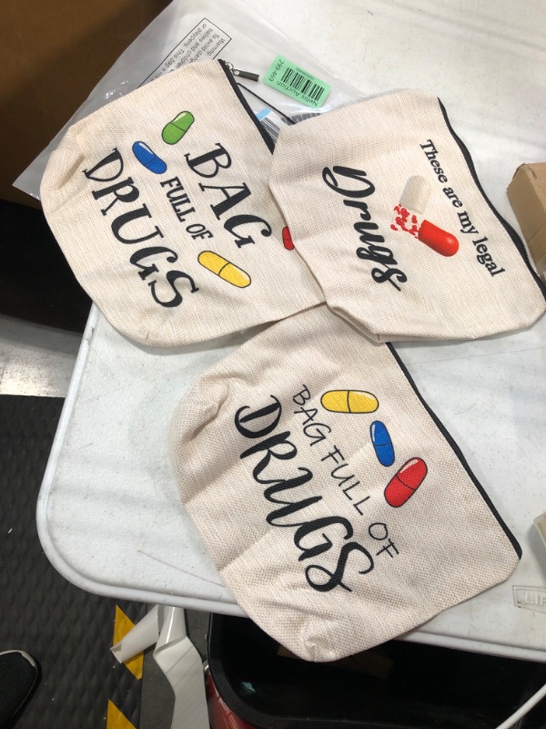 Photo 1 of Hillban 3Pcs Funny Medicine Bag Nurse Practitioner Gifts for Women Medicine Storage Pill Bag Travel Makeup Cosmetic Medication Bag Cute Zipper Pouch for Teens Girls Daughter Patient Birthday Gifts