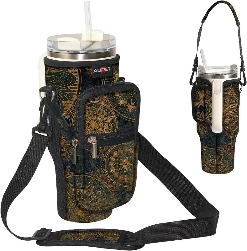 Photo 1 of AUPET Water Bottle Holder for Stanley Cup, Bottle Cover Carrier Bag Sleeve Sling with Pockets Strap for Stanley 40/30 oz Tumbler Accessories for Women Girls Sister