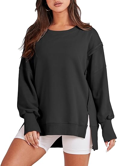 Photo 1 of ANRABESS Women's Oversized Sweatshirt Crew Neck Long Sleeve Casual Slit Sloucthy Pullover Top Fall Clothes
