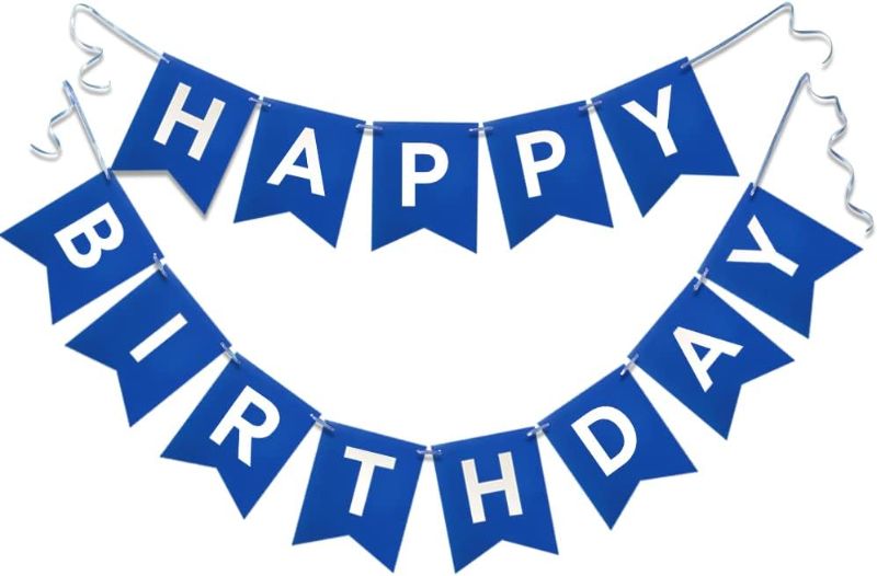 Photo 1 of Navy Blue Happy Birthday Banner Nautical Theme Birthday Party Supplies Garland Decorations Boy Birthday Signs Nursery Hanging Decor 13pcs