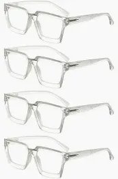 Photo 1 of Eyekepper 4 Pack Stylish Reading Glasses Women - Oversized Square Readers Transparent