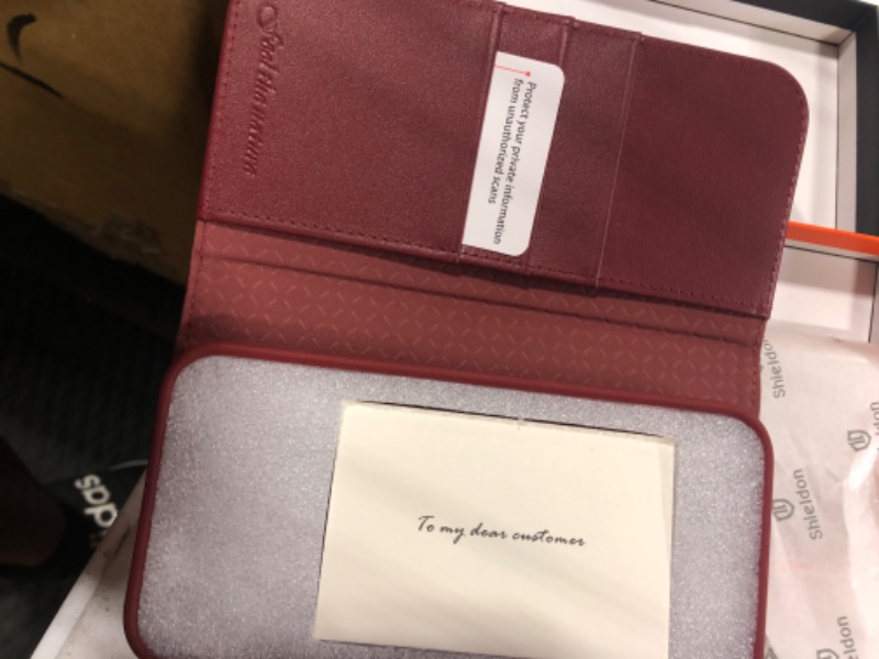 Photo 1 of SHIELDON Wallet Case for iPhone 15 Plus 5G, Genuine Leather Detachable Book Flip RFID Blocking Card Slot Magnetic Shock Absorbing Wireless Charging Case Compatible with iPhone 15 Plus - Wine Red Wine Red - Detachable