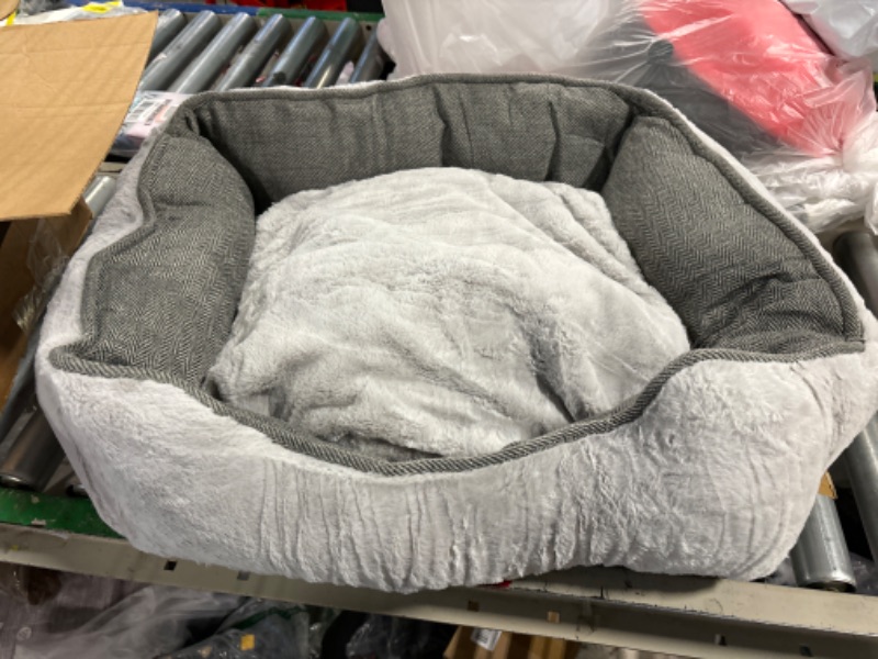 Photo 2 of *not as pictured** DEBANG HOME Dog Bed for Medium Dogs,Calming Dog Beds,Cat Bed,Anxiety Comfy Durable Pet Beds with Reversible&Washable Cushion,Square Dog Bed in Grey Color Medium Grey