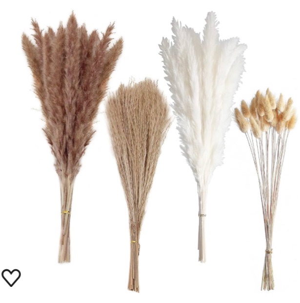 Photo 1 of 100 PCS Boho Pampas Grass, Naturally Dried Pompas, Pampas Grass Decor for Wedding , Boho Party Decorations, Table Decor?Brown and White?